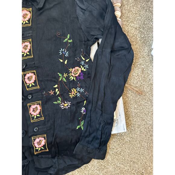 Vintage Na-Ta-Ya Embroidered Floral Button Down Shirt - Picture 4 of 8